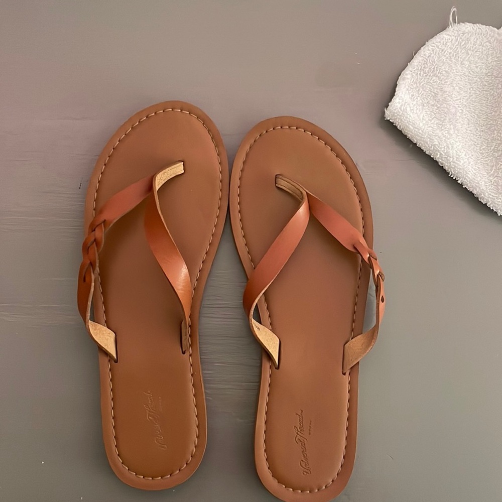 leather dress flip flops